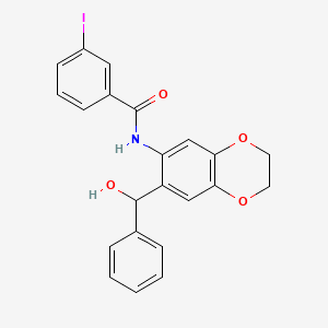 molecular formula C22H18INO4 B11051026 N-{7-[hydroxy(phenyl)methyl]-2,3-dihydro-1,4-benzodioxin-6-yl}-3-iodobenzamide 