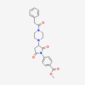 molecular formula C24H25N3O5 B11051045 Methyl 4-{2,5-dioxo-3-[4-(phenylacetyl)piperazin-1-yl]pyrrolidin-1-yl}benzoate 