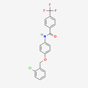 molecular formula C21H15ClF3NO2 B11051082 N-{4-[(2-chlorobenzyl)oxy]phenyl}-4-(trifluoromethyl)benzamide 