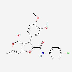 molecular formula C22H18ClNO6 B11051105 N-(4-chlorophenyl)-3-(3-hydroxy-4-methoxyphenyl)-6-methyl-4-oxo-2,3-dihydro-4H-furo[3,2-c]pyran-2-carboxamide 