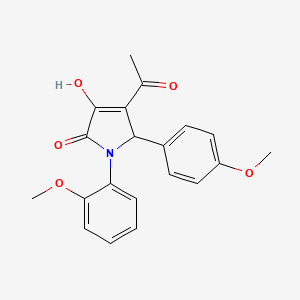 molecular formula C20H19NO5 B11051171 4-acetyl-3-hydroxy-1-(2-methoxyphenyl)-5-(4-methoxyphenyl)-1,5-dihydro-2H-pyrrol-2-one 