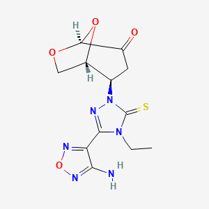 molecular formula C12H14N6O4S B11051243 (1R,2R,5S)-2-[3-(4-amino-1,2,5-oxadiazol-3-yl)-4-ethyl-5-thioxo-4,5-dihydro-1H-1,2,4-triazol-1-yl]-6,8-dioxabicyclo[3.2.1]octan-4-one (non-preferred name) 