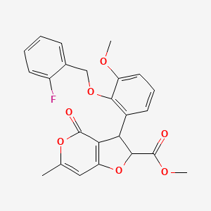 molecular formula C24H21FO7 B11051259 methyl 3-{2-[(2-fluorobenzyl)oxy]-3-methoxyphenyl}-6-methyl-4-oxo-2,3-dihydro-4H-furo[3,2-c]pyran-2-carboxylate 