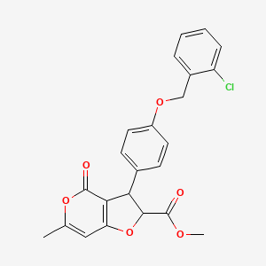 molecular formula C23H19ClO6 B11051282 methyl 3-{4-[(2-chlorobenzyl)oxy]phenyl}-6-methyl-4-oxo-2,3-dihydro-4H-furo[3,2-c]pyran-2-carboxylate 