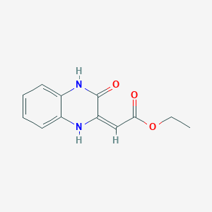 molecular formula C12H12N2O3 B11051292 Acetic acid, 2-[3,4-dihydro-3-oxo-2(1H)-quinoxalinyliden]-, ethyl ester 