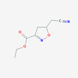 molecular formula C8H10N2O3 B11051435 Ethyl 5-(cyanomethyl)-4,5-dihydro-1,2-oxazole-3-carboxylate 
