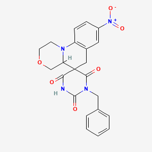 molecular formula C22H20N4O6 B11051445 1'-benzyl-2'-hydroxy-8-nitro-1,2,4,4a-tetrahydro-4'H,6H-spiro[1,4-oxazino[4,3-a]quinoline-5,5'-pyrimidine]-4',6'(1'H)-dione 