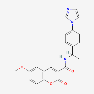 molecular formula C22H19N3O4 B11051474 N-{1-[4-(1H-imidazol-1-yl)phenyl]ethyl}-6-methoxy-2-oxo-2H-chromene-3-carboxamide 