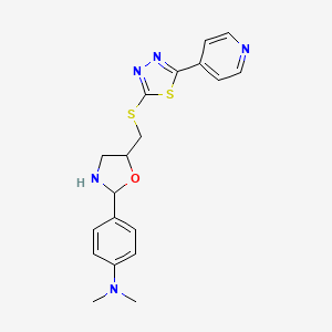 molecular formula C19H21N5OS2 B11051496 N,N-dimethyl-4-[5-({[5-(pyridin-4-yl)-1,3,4-thiadiazol-2-yl]sulfanyl}methyl)-1,3-oxazolidin-2-yl]aniline 