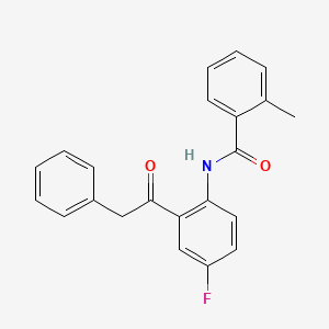 molecular formula C22H18FNO2 B11051535 N-[4-fluoro-2-(phenylacetyl)phenyl]-2-methylbenzamide 