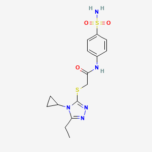 molecular formula C15H19N5O3S2 B11051541 2-[(4-cyclopropyl-5-ethyl-4H-1,2,4-triazol-3-yl)sulfanyl]-N-(4-sulfamoylphenyl)acetamide 