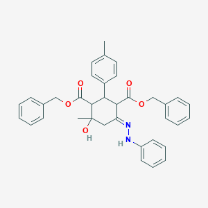 molecular formula C36H36N2O5 B11051553 dibenzyl (6E)-4-hydroxy-4-methyl-2-(4-methylphenyl)-6-(2-phenylhydrazinylidene)cyclohexane-1,3-dicarboxylate 