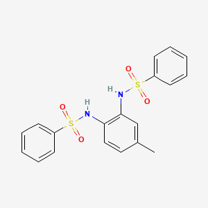 molecular formula C19H18N2O4S2 B11051584 n1-{4-Methyl-2-[(phenylsulfonyl)amino]phenyl}benzene-1-sulfonamide CAS No. 91374-67-3