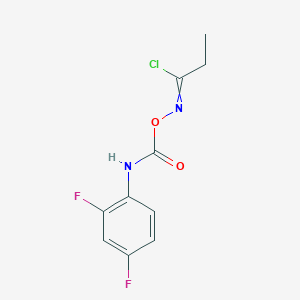 molecular formula C10H9ClF2N2O2 B11051638 Propanimidoyl chloride, N-[[[(2,4-difluorophenyl)amino]carbonyl]oxy]- 