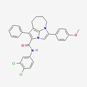 molecular formula C30H25Cl2N3O2 B11051677 N-(3,4-dichlorophenyl)-4-(4-methoxyphenyl)-1-phenyl-5,6,7,8-tetrahydro-2a,4a-diazacyclopenta[cd]azulene-2-carboxamide 
