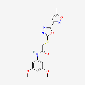molecular formula C16H16N4O5S B11051744 N-(3,5-dimethoxyphenyl)-2-{[5-(5-methyl-1,2-oxazol-3-yl)-1,3,4-oxadiazol-2-yl]sulfanyl}acetamide 