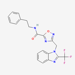 molecular formula C20H16F3N5O2 B11051746 N-(2-phenylethyl)-3-{[2-(trifluoromethyl)-1H-benzimidazol-1-yl]methyl}-1,2,4-oxadiazole-5-carboxamide 