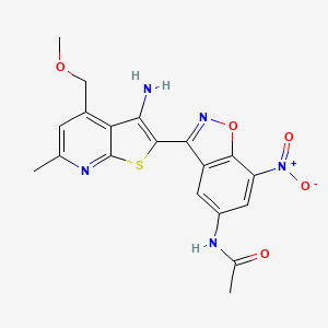 molecular formula C19H17N5O5S B11051797 N-{3-[3-amino-4-(methoxymethyl)-6-methylthieno[2,3-b]pyridin-2-yl]-7-nitro-1,2-benzoxazol-5-yl}acetamide 