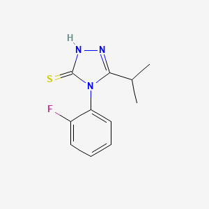 molecular formula C11H12FN3S B11052016 4H-1,2,4-Triazole-3-thiol, 4-(2-fluorophenyl)-5-(1-methylethyl)- 