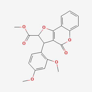 molecular formula C21H18O7 B11052121 methyl 3-(2,4-dimethoxyphenyl)-4-oxo-2,3-dihydro-4H-furo[3,2-c]chromene-2-carboxylate 