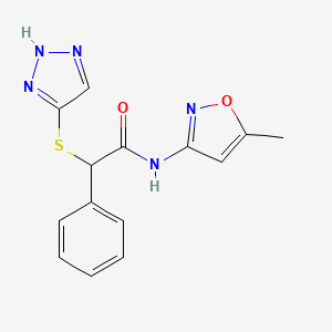 molecular formula C14H13N5O2S B11052131 N-(5-methyl-1,2-oxazol-3-yl)-2-phenyl-2-(1H-1,2,3-triazol-5-ylsulfanyl)acetamide 