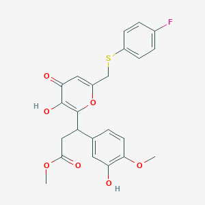 molecular formula C23H21FO7S B11052136 methyl 3-(6-{[(4-fluorophenyl)sulfanyl]methyl}-3-hydroxy-4-oxo-4H-pyran-2-yl)-3-(3-hydroxy-4-methoxyphenyl)propanoate 