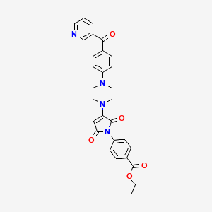 molecular formula C29H26N4O5 B11052163 ethyl 4-(2,5-dioxo-3-{4-[4-(pyridin-3-ylcarbonyl)phenyl]piperazin-1-yl}-2,5-dihydro-1H-pyrrol-1-yl)benzoate 