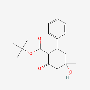 molecular formula C18H24O4 B11052190 Tert-butyl 4-hydroxy-4-methyl-2-oxo-6-phenylcyclohexanecarboxylate 