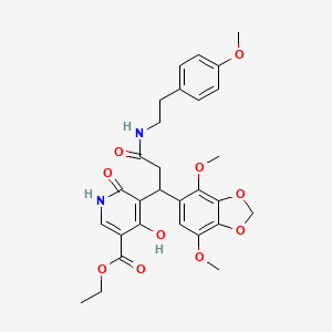 molecular formula C29H32N2O10 B11052224 Ethyl 5-[1-(4,7-dimethoxy-1,3-benzodioxol-5-yl)-3-{[2-(4-methoxyphenyl)ethyl]amino}-3-oxopropyl]-4-hydroxy-6-oxo-1,6-dihydropyridine-3-carboxylate 