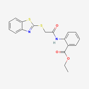 molecular formula C18H16N2O3S2 B11052232 Ethyl 2-{[(1,3-benzothiazol-2-ylsulfanyl)acetyl]amino}benzoate 