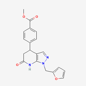 molecular formula C19H17N3O4 B11052234 methyl 4-[1-(furan-2-ylmethyl)-6-hydroxy-4,5-dihydro-1H-pyrazolo[3,4-b]pyridin-4-yl]benzoate 