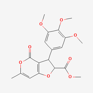 molecular formula C19H20O8 B11052242 methyl 6-methyl-4-oxo-3-(3,4,5-trimethoxyphenyl)-2,3-dihydro-4H-furo[3,2-c]pyran-2-carboxylate 