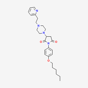 molecular formula C27H36N4O3 B11052273 1-[4-(Hexyloxy)phenyl]-3-{4-[2-(pyridin-2-yl)ethyl]piperazin-1-yl}pyrrolidine-2,5-dione 