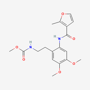 molecular formula C18H22N2O6 B11052279 Carbamic acid, [2-[4,5-dimethoxy-2-[[(2-methyl-3-furanyl)carbonyl]amino]phenyl]ethyl]-, methyl ester 
