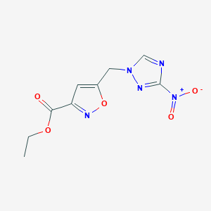molecular formula C9H9N5O5 B11052385 ethyl 5-[(3-nitro-1H-1,2,4-triazol-1-yl)methyl]-1,2-oxazole-3-carboxylate 