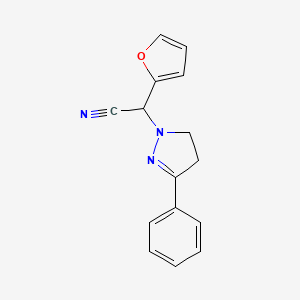molecular formula C15H13N3O B11052511 furan-2-yl(3-phenyl-4,5-dihydro-1H-pyrazol-1-yl)acetonitrile 