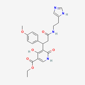 molecular formula C23H26N4O6 B11052567 ethyl 4-hydroxy-5-[3-{[2-(1H-imidazol-4-yl)ethyl]amino}-1-(4-methoxyphenyl)-3-oxopropyl]-6-oxo-1,6-dihydropyridine-3-carboxylate 