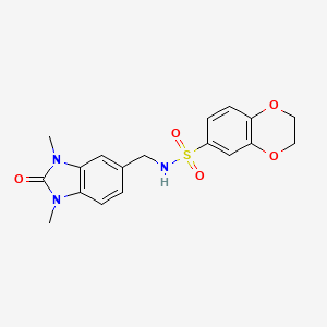 molecular formula C18H19N3O5S B11052599 N-[(1,3-dimethyl-2-oxo-2,3-dihydro-1H-benzimidazol-5-yl)methyl]-2,3-dihydro-1,4-benzodioxine-6-sulfonamide 