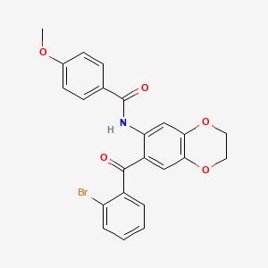 molecular formula C23H18BrNO5 B11052639 N-{7-[(2-bromophenyl)carbonyl]-2,3-dihydro-1,4-benzodioxin-6-yl}-4-methoxybenzamide 