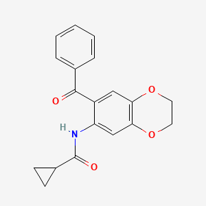 molecular formula C19H17NO4 B11052659 N-[7-(phenylcarbonyl)-2,3-dihydro-1,4-benzodioxin-6-yl]cyclopropanecarboxamide 