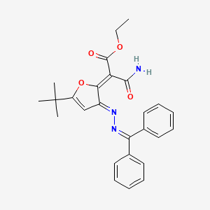 molecular formula C26H27N3O4 B11052660 ethyl (2Z)-3-amino-2-[(3E)-5-tert-butyl-3-[(diphenylmethylidene)hydrazinylidene]furan-2(3H)-ylidene]-3-oxopropanoate 
