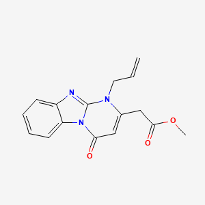 molecular formula C16H15N3O3 B11052717 Methyl (1-allyl-4-oxo-1,4-dihydropyrimido[1,2-a]benzimidazol-2-yl)acetate 