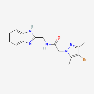 molecular formula C15H16BrN5O B11052832 N-(1H-benzimidazol-2-ylmethyl)-2-(4-bromo-3,5-dimethyl-1H-pyrazol-1-yl)acetamide 