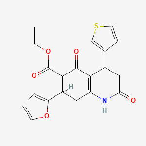 molecular formula C20H19NO5S B11052912 Ethyl 7-(furan-2-yl)-2,5-dioxo-4-(thiophen-3-yl)-1,2,3,4,5,6,7,8-octahydroquinoline-6-carboxylate 
