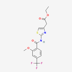 molecular formula C16H15F3N2O4S B11052969 Ethyl 2-(2-{[2-methoxy-4-(trifluoromethyl)benzoyl]amino}-1,3-thiazol-4-YL)acetate 