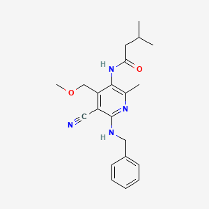 molecular formula C21H26N4O2 B11052977 N-[6-(benzylamino)-5-cyano-4-(methoxymethyl)-2-methylpyridin-3-yl]-3-methylbutanamide 