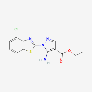 molecular formula C13H11ClN4O2S B11052993 ethyl 5-amino-1-(4-chloro-1,3-benzothiazol-2-yl)-1H-pyrazole-4-carboxylate 