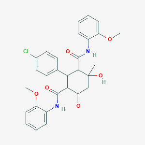 molecular formula C29H29ClN2O6 B11053006 2-(4-chlorophenyl)-4-hydroxy-N,N'-bis(2-methoxyphenyl)-4-methyl-6-oxocyclohexane-1,3-dicarboxamide 
