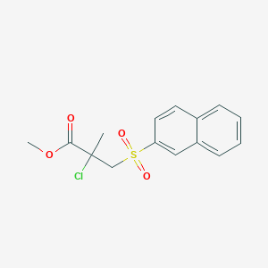 molecular formula C15H15ClO4S B11053034 Methyl 2-chloro-2-methyl-3-(2-naphthylsulfonyl)propanoate 