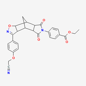 molecular formula C27H23N3O6 B11053066 ethyl 4-{3-[4-(cyanomethoxy)phenyl]-5,7-dioxo-3a,4,4a,5,7,7a,8,8a-octahydro-6H-4,8-methano[1,2]oxazolo[4,5-f]isoindol-6-yl}benzoate 